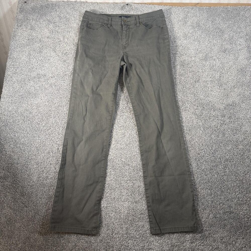Relativity Straight Jeans Womens 10 32x31 Green Mid Rise Stretch Denim Chic
